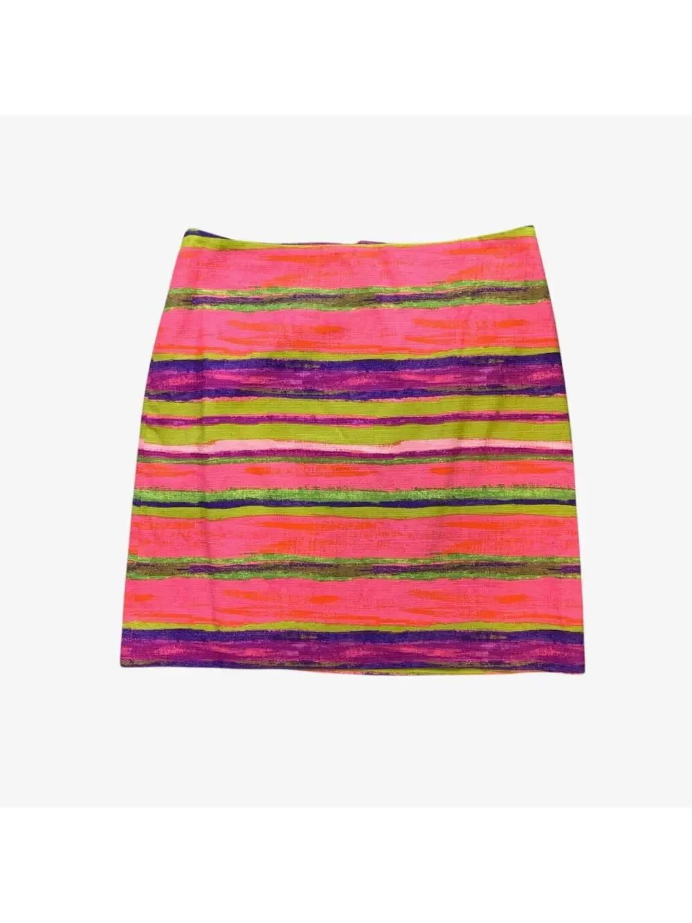 Ann Taylor Skirt Womens 8 Multi Horizontal Stripe Cotton‎ Blend Lined Back Zip